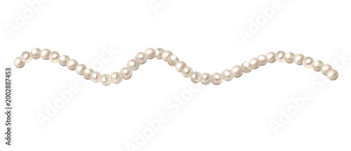 Φωτογραφία Watercolor wavy pearl garland, white beads string isolated on transparent backgr
