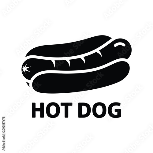 Hot dog silhouette with text on a white background simple black and white illustration high quality professional detailed modern elegant