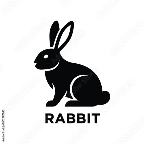 rabbit silhouette against a white background a simple black and white animal shape illustration high quality professional detailed modern elegant