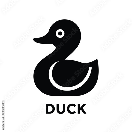 black duck silhouette with white eye detail on a transparent background simple graphic high quality professional detailed modern elegant stylish