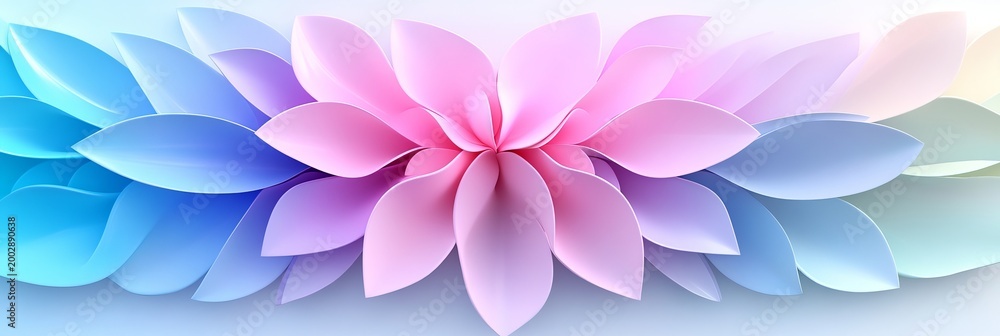 Fototapeta premium Vibrant Abstract Flower Petals in Gradient Hues on a Clean Backdrop for Modern Design Aesthetics