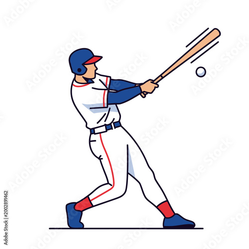 Baseball player swinging a bat at a ball during a game, action shot