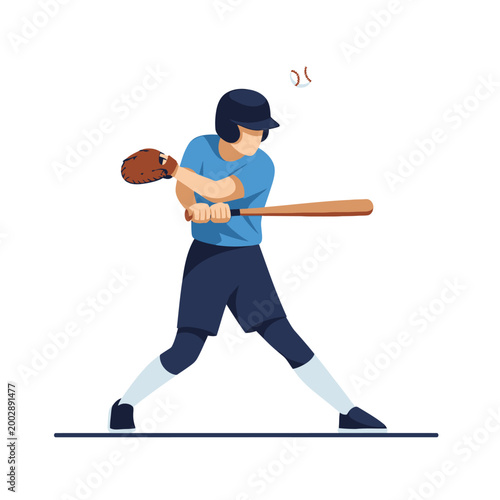 Baseball player swinging bat at ball during game, action shot
