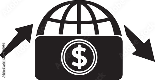 Tablou pe pânză Global communication icon set with world network connection and digital messagin