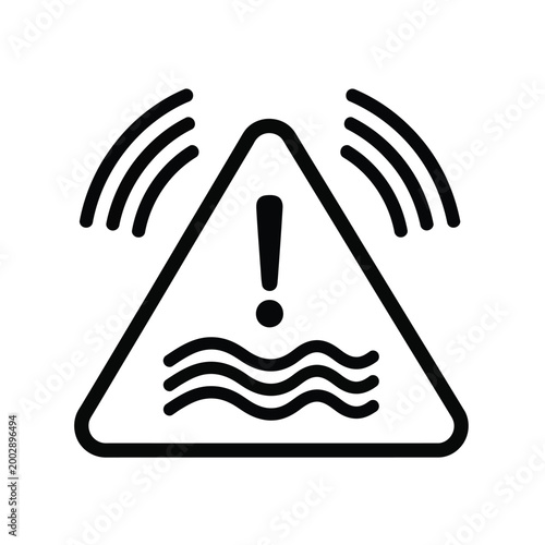 warning sign icon with exclamation point and wave illustration on white background high quality professional detailed modern elegant stylish clean
