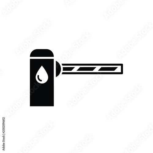 barrier gate icon on white background simple black silhouette of automated parking arm with droplet detail high quality professional detailed