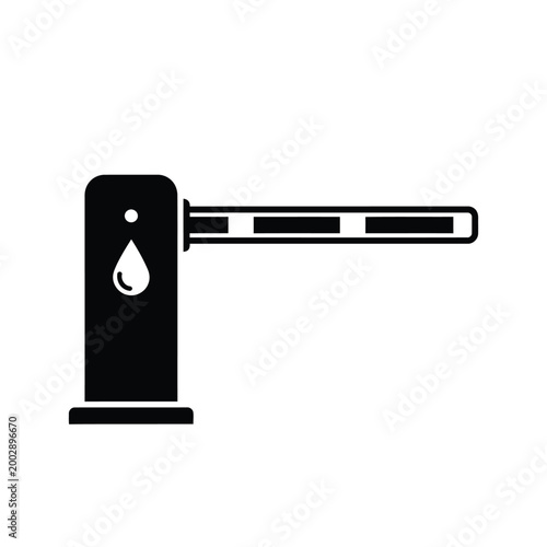 black silhouette of a parking barrier gate with a droplet symbol on a white background high quality professional detailed modern