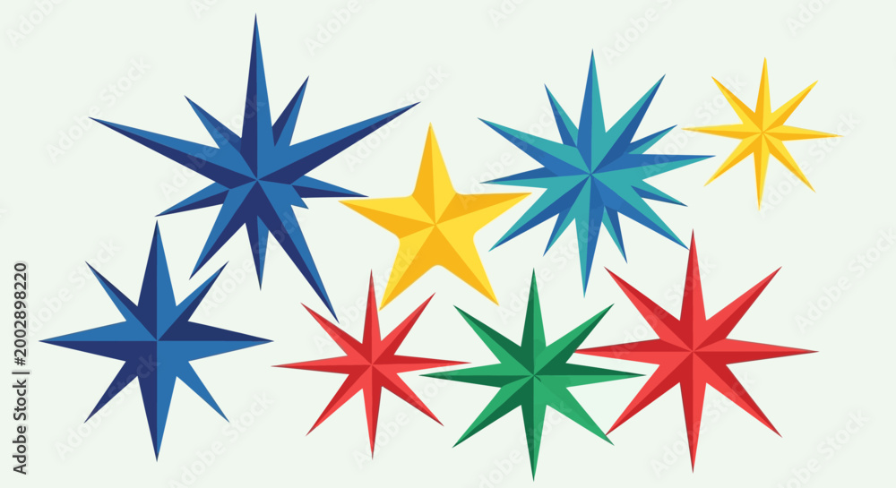 Obraz premium Colorful Star Shapes Set on Light Background