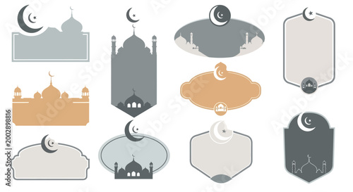 Islamic Ramadan Kareem Decorative Labels and Frames Set