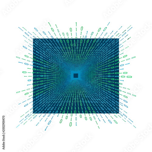 Digital data stream flows from a central processing unit