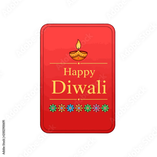 Festive greeting with a lit oil lamp and decorative elements