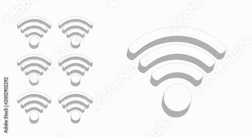 Abstract Internet Connectivity Icons Showcasing Wireless Signals in a Grayscale Pattern.