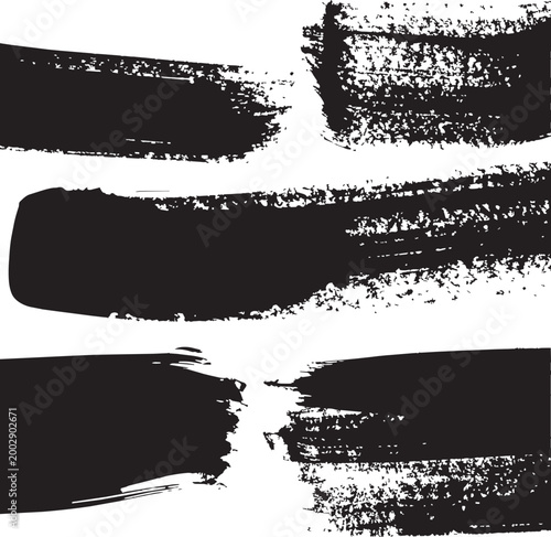 Grunge paint brush strokes Silhouette Black Vector