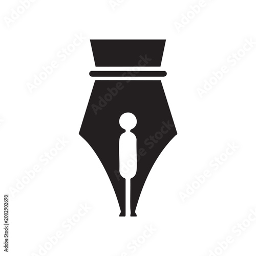 Elegant black fountain pen nib silhouettes icon vector illustration.