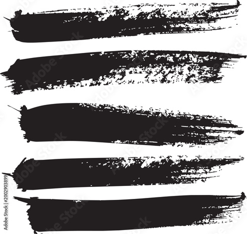Grunge paint brush strokes Silhouette Black Vector