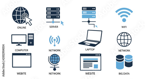 Digital Infrastructure and Networking Elements: Servers, Cloud, and Wireless Systems Visualized.
