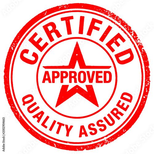 Red round certified approved official seal rubber stamp icon