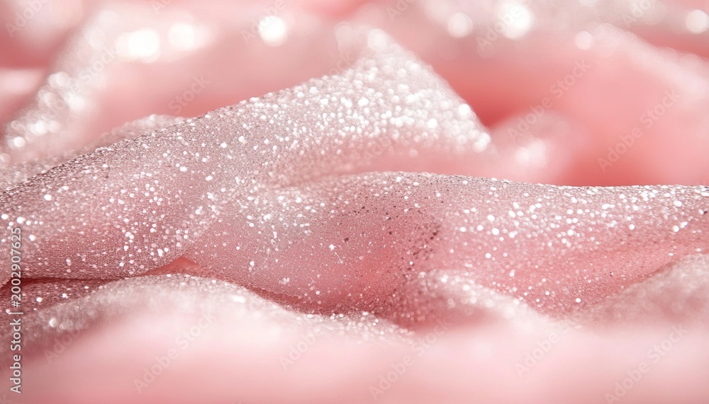 Fototapeta premium Glamorous Textile Design Featuring Sparkling Pink Fabric Texture and Glitter for Festive Backgrounds