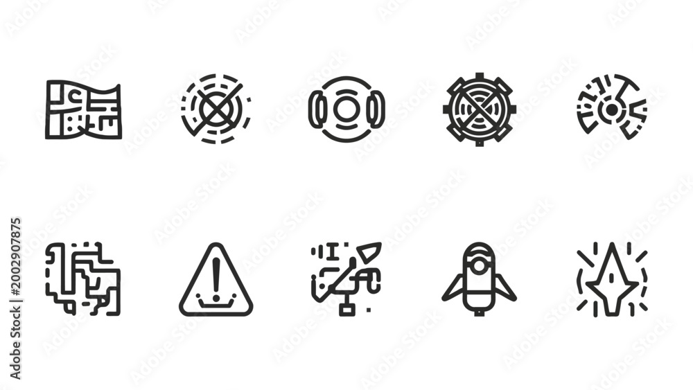 Fototapeta premium Futuristic Tech Icons: A collection of meticulously crafted, minimalist icons representing cutting-edge technology and innovation, inviting the viewer to explore the realm of the digital world.