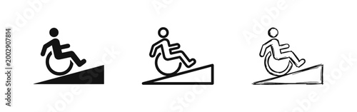 Wheelchair Ramp and Accessibility Icon Set for Disabled Access