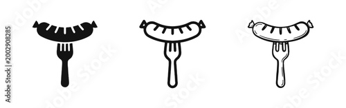 Bild auf Leinwand Grilled sausage on a fork icon set for barbecue and food themes