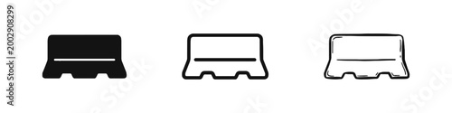 Concrete road barrier icon set for construction and traffic safety