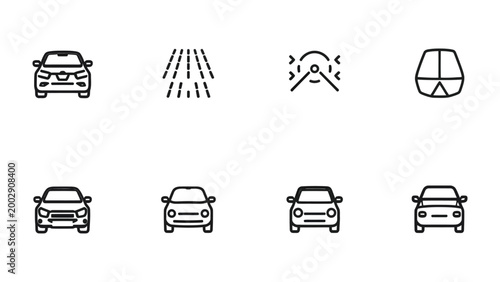 Εκτύπωση καμβά Car Icon Set: A collection of various car icons, presenting a simple graphic representation, designed in a sleek, minimalist style for diverse uses