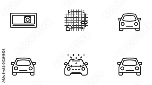 Fotografie Automotive Icons Collection: A curated set of sleek icons representing diverse elements of the automobile world