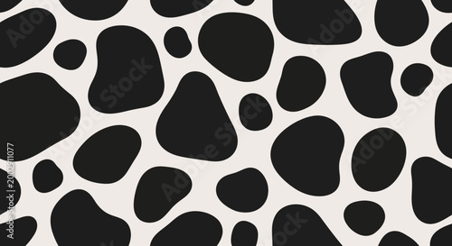 Seamless Cow Print Pattern Black and White Animal Spot Texture Background