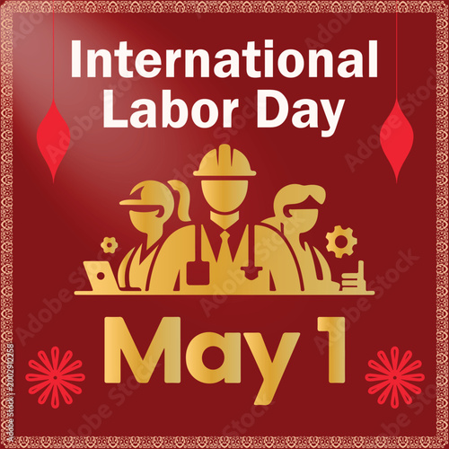 International World Workers Day may -1 vector colorful poster design.