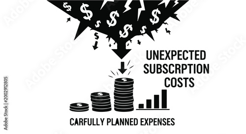 unexpected subscription costs concept with coins and graph