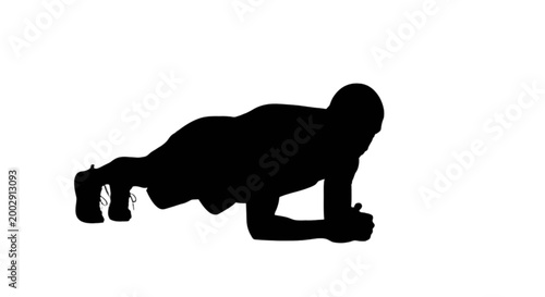 Person doing push-up exercise silhouette style isolated on transparent background, Vector
