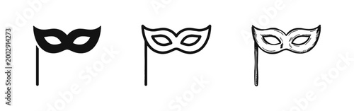 Masquerade Mask Icons for Carnival Party and Festival Design