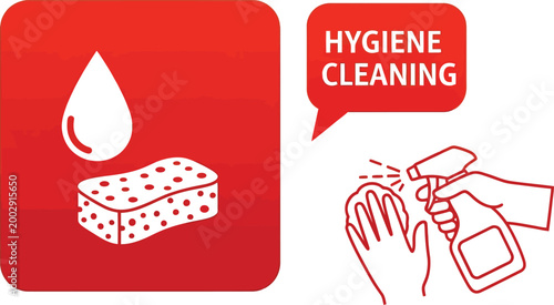 Hygiene and cleaning sign soap sponge and hand sanitizer illustration