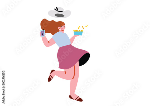 夏を満喫する女性のイラスト