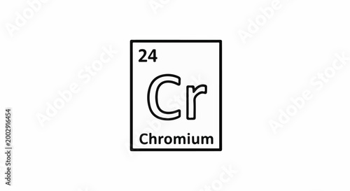 Simple outline of the chemical element Chromium, number 24, symbol Cr