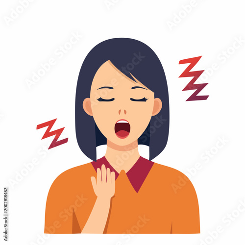Woman Yawning, Feeling Tired or Sleepy