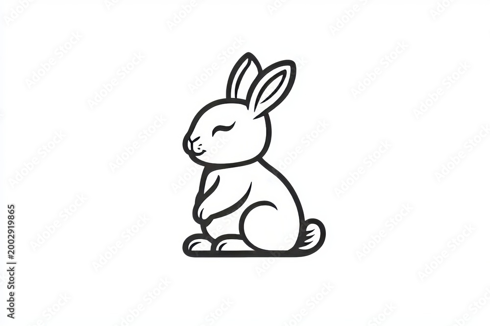 Fototapeta premium Charming Cartoon Bunny Outline Illustration in Minimalist Style for Kids Projects and Greetings