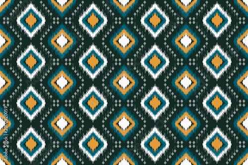 Tribal Ikat Seamless Pattern Geometric Ornamental Textile Background