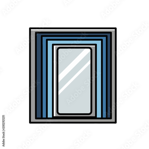 Abstract illusion of infinite doorway with reflections