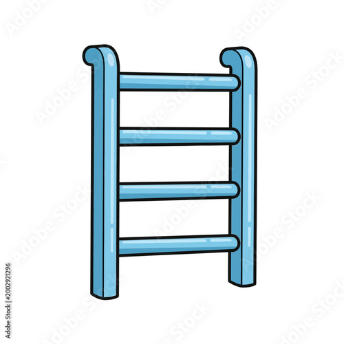 Blue ladder with four rungs isolated on white background