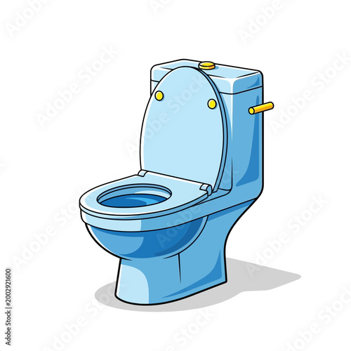 Modern Blue Toilet Bowl, Bathroom Fixture Illustration