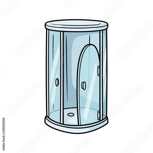 Modern glass shower cabin, bathroom interior design, clean, minimalist