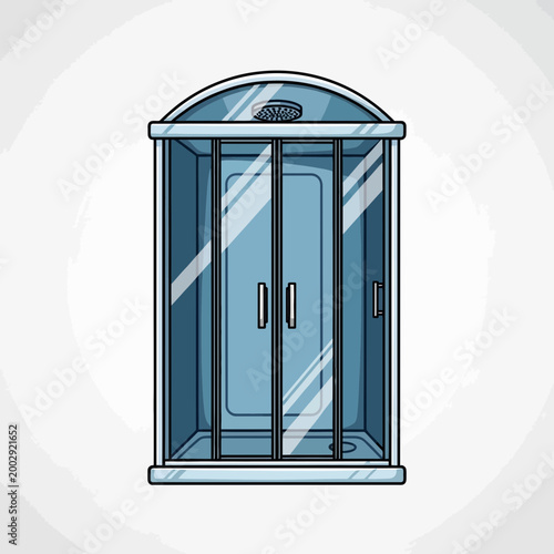 Modern Shower Cabin with Glass Doors and Chrome Fixtures