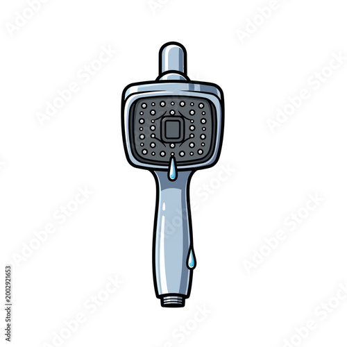 Modern Shower Head with Water Droplets