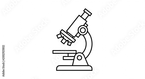 Simple Line Art Illustration of a Scientific Microscope.