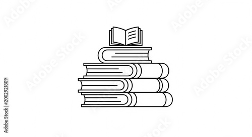 Stack of Books with Open Book on Top Icon.