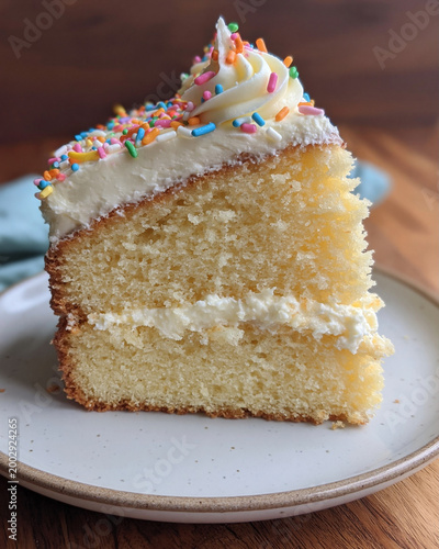Homemade Sour Cream Cake Dessert on Rustic Table