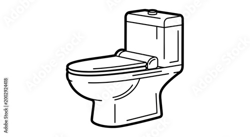 Modern toilet illustration, clean line art, white background, bathroom fixture