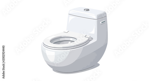 Modern white toilet bowl with lid open, isolated on white background
